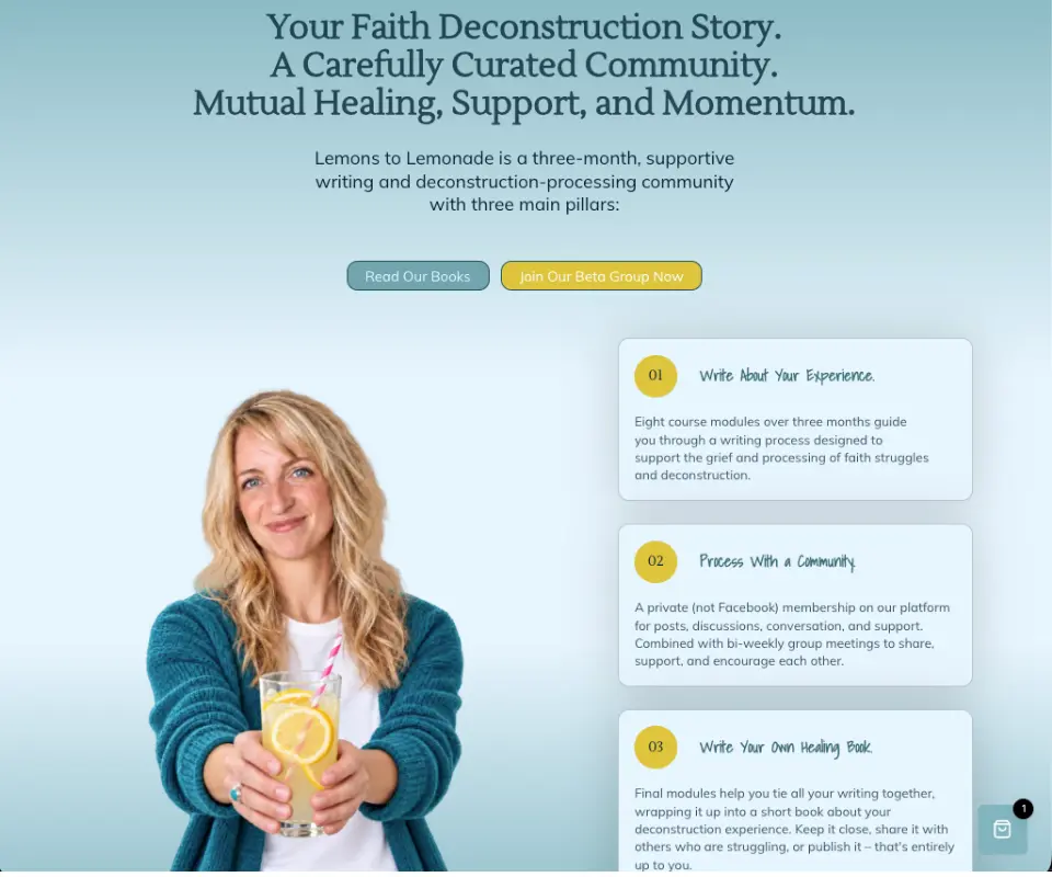 Portfolio Homepage image of Lizzy Joy Writes, website which can be seen at lizzyjoy.com