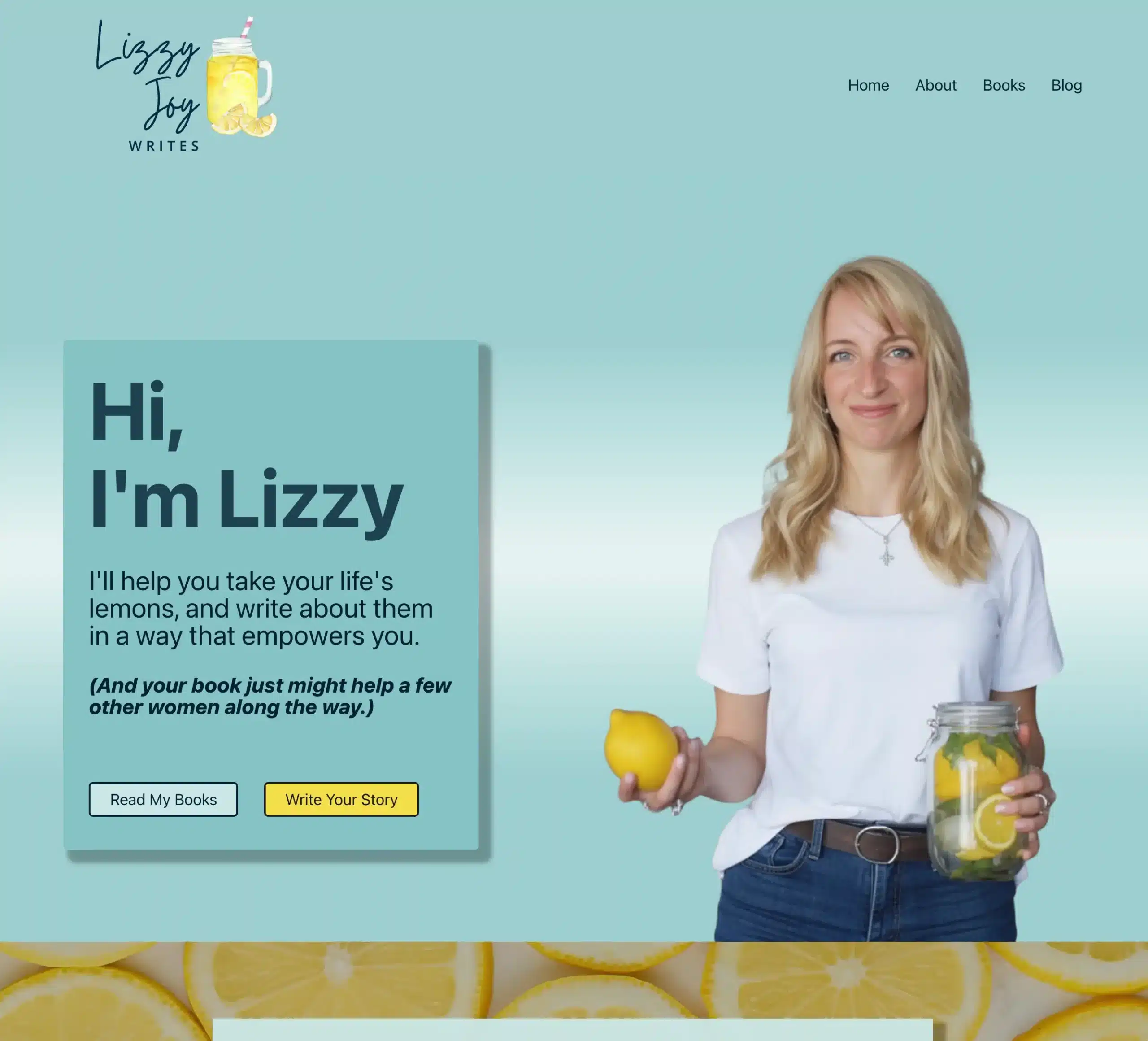Portfolio Homepage image of Lizzy Joy Writes, website which can be seen at lizzyjoy.com